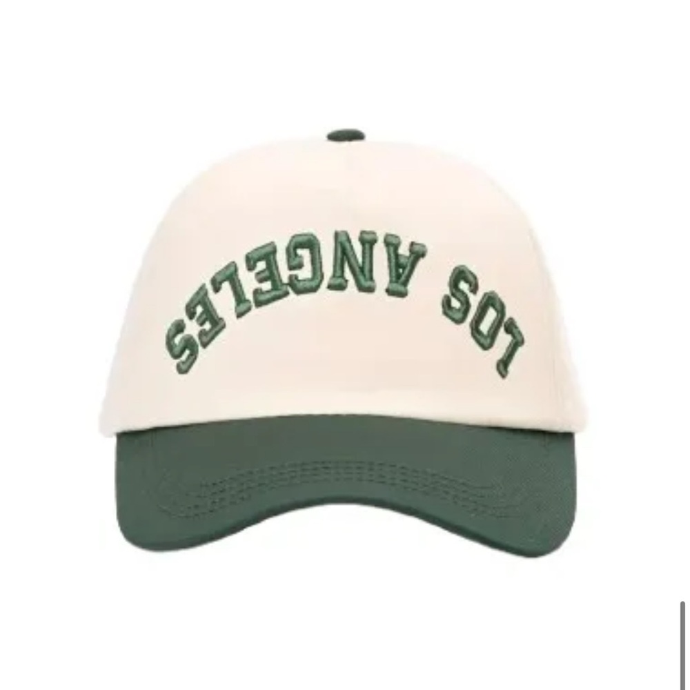 Cream and Green Los Angeles hat